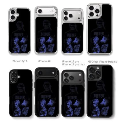 Justin Bieber blue portraits Chris Brown Phone Case Black Electroplated Silver For Iphone 11 To 17