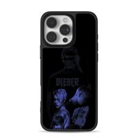 Justin Bieber blue portraits iPhone 16 Pro Max Black Case