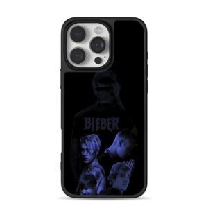 Justin Bieber blue portraits iPhone 16 Pro Max Black Case