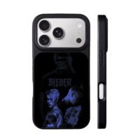 Justin Bieber blue portraits iPhone 17 Pro Max Black Case