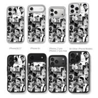 Justin Bieber bw photo collage Chris Brown Phone Case Black Electroplated Silver For Iphone 11 To 17