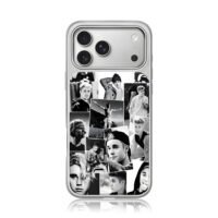 Justin Bieber bw photo collage iPhone 17 Pro Max Electroplated Silver Case1
