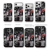 Justin Bieber collage with skulls Chris Brown Phone Case Black Electroplated Silver For Iphone 11 To 17