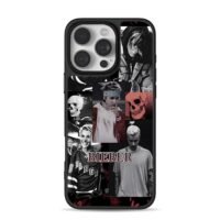 Justin Bieber collage with skulls iPhone 16 Pro Max Black Case