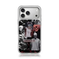 Justin Bieber collage with skulls iPhone 17 Pro Max Electroplated Silver Case1