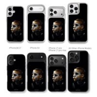 Justin Bieber face collage art Chris Brown Phone Case Black Electroplated Silver For Iphone 11 To 17