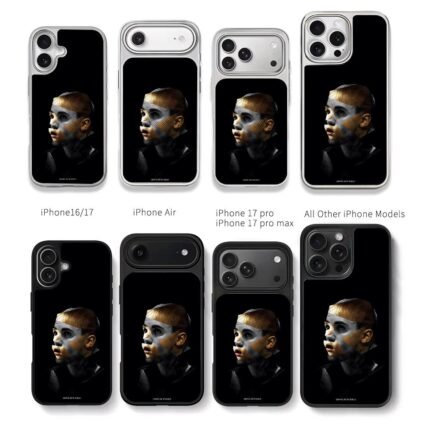 Justin Bieber face collage art Chris Brown Phone Case Black Electroplated Silver For Iphone 11 To 17