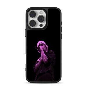 Justin Bieber in drew beanie purple iPhone 16 Pro Max Black Case