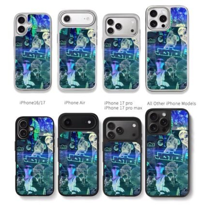Justin Bieber Justice neon collage Chris Brown Phone Case Black Electroplated Silver For Iphone 11 To 17
