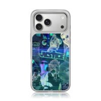 Justin Bieber Justice neon collage iPhone 17 Pro Max Electroplated Silver Case1