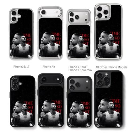 Justin Bieber kid self Time So Fast Chris Brown Phone Case Black Electroplated Silver For Iphone 11 To 17