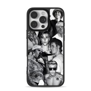 Justin Bieber monochrome collage iPhone 16 Pro Max Black Case