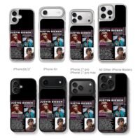 Justin Bieber portrait text collage Chris Brown Phone Case Black Electroplated Silver For Iphone 11 To 17