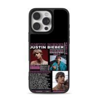 Justin Bieber portrait text collage iPhone 16 Pro Max Black Case