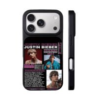 Justin Bieber portrait text collage iPhone 17 Pro Max Black Case
