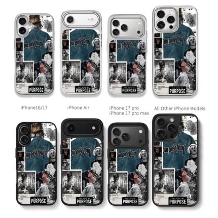Justin Bieber Purpose Tour collage Chris Brown Phone Case Black Electroplated Silver For Iphone 11 To 17