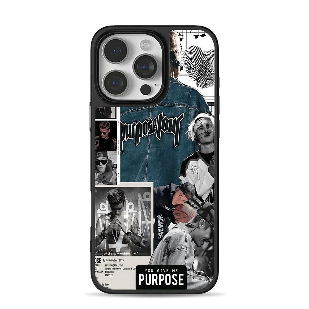 Justin Bieber Purpose Tour collage iPhone 16 Pro Max Black Case Justin Bieber Purpose Tour collage Phone Case for iPhone 11-17 & Samsung Galaxy S24-S26 - Image 1