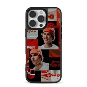 Justin Bieber red aesthetic collage iPhone 16 Pro Max Black Case