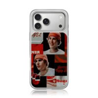 Justin Bieber red aesthetic collage iPhone 17 Pro Max Electroplated Silver Case1