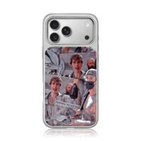 Justin Bieber themed photo collage iPhone 17 Pro Max Electroplated Silver Case1
