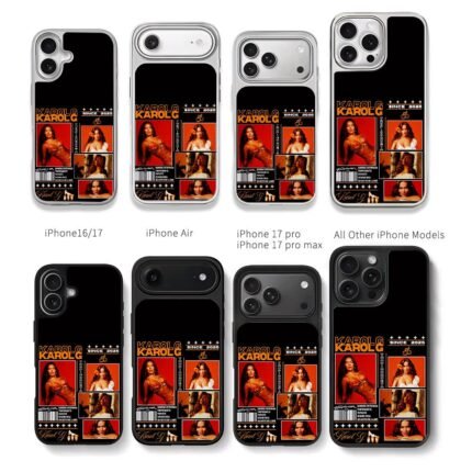 Karol G collage with song titles Chris Brown Phone Case Black Electroplated Silver For Iphone 11 To 17