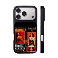 Karol G collage with song titles iPhone 17 Pro Max Black Case