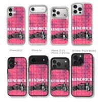 Kendrick by car pink repeated text Chris Brown Phone Case Black Electroplated Silver For Iphone 11 To 17