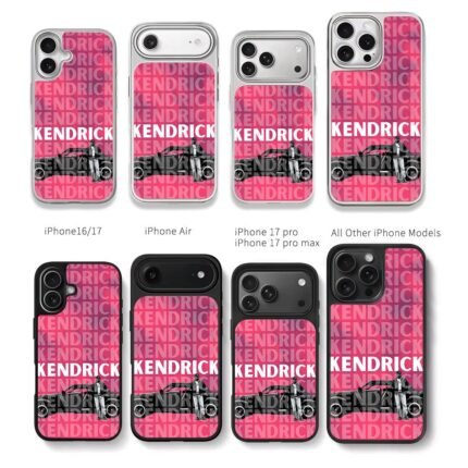 Kendrick by car pink repeated text Chris Brown Phone Case Black Electroplated Silver For Iphone 11 To 17
