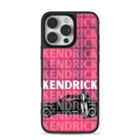 Kendrick by car pink repeated text Phone Case for iPhone 11-17 & Samsung Galaxy S24-S26