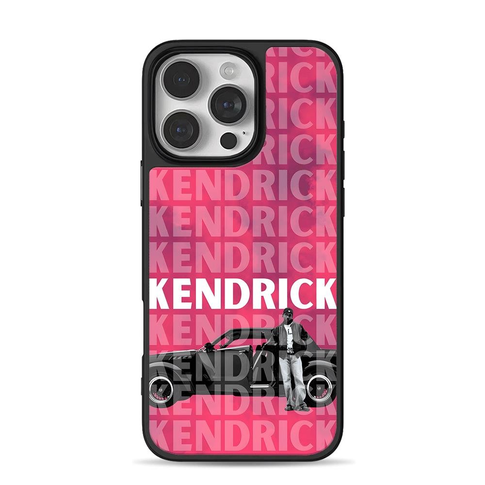 Kendrick by car pink repeated text iPhone 16 Pro Max Black Case Kendrick by car pink repeated text Phone Case for iPhone 11-17 & Samsung Galaxy S24-S26 - Image 1