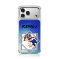 Kensou anime boy hearts blue iPhone 17 Pro Max Electroplated Silver Case1