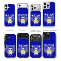 Kenzo Paris blue tiger head graphic Chris Brown Phone Case Black Electroplated Silver For Iphone 11 To 17