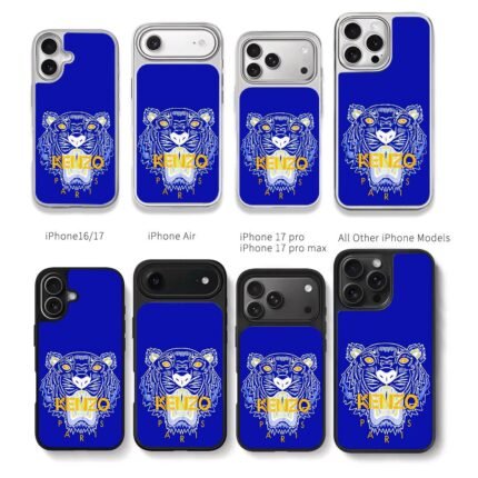 Kenzo Paris blue tiger head graphic Chris Brown Phone Case Black Electroplated Silver For Iphone 11 To 17