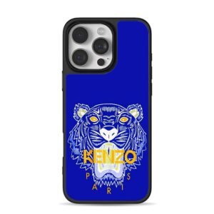 Kenzo Paris blue tiger head graphic Phone Case for iPhone 11-17 & Samsung Galaxy S24-S26