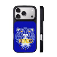 Kenzo Paris blue tiger head graphic iPhone 17 Pro Max Black Case