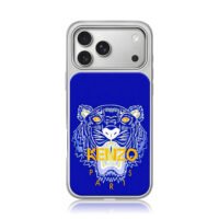 Kenzo Paris blue tiger head graphic iPhone 17 Pro Max Electroplated Silver Case1