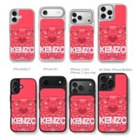 Kenzo red tiger on pink background Chris Brown Phone Case Black Electroplated Silver For Iphone 11 To 17