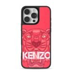 Kenzo red tiger on pink background Phone Case for iPhone 11-17 & Samsung Galaxy S24-S26