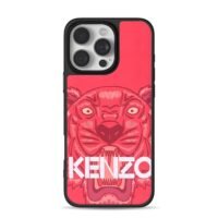 Kenzo red tiger on pink background Phone Case for iPhone 11-17 & Samsung Galaxy S24-S26