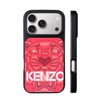 Kenzo red tiger on pink background iPhone 17 Pro Max Black Case