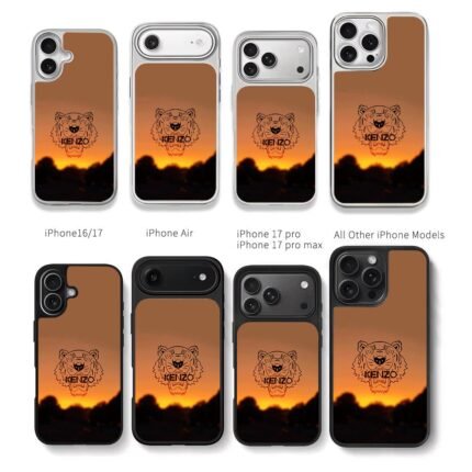 Kenzo tiger head logo sunset forest Chris Brown Phone Case Black Electroplated Silver For Iphone 11 To 17