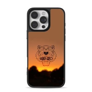 Kenzo tiger head logo sunset forest iPhone 16 Pro Max Black Case