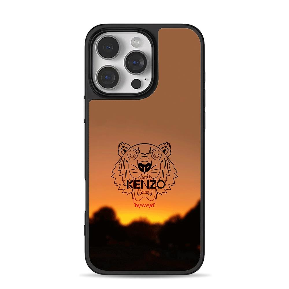 Kenzo tiger head logo sunset forest iPhone 16 Pro Max Black Case Kenzo tiger head logo sunset forest iPhone 16 Pro Max Black Case