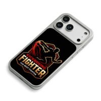 Kickboxing fighter kicking man logo iPhone 17 Pro Max Electroplated Silver Case2