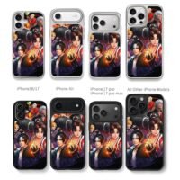 King of Fighters Kyo Mai Shiranui Chris Brown Phone Case Black Electroplated Silver For Iphone 11 To 17