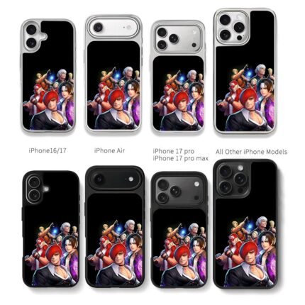 King of Fighters main characters Chris Brown Phone Case Black Electroplated Silver For Iphone 11 To 17