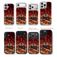 Kneeling knight flaming sword cross Chris Brown Phone Case Black Electroplated Silver For Iphone 11 To 17
