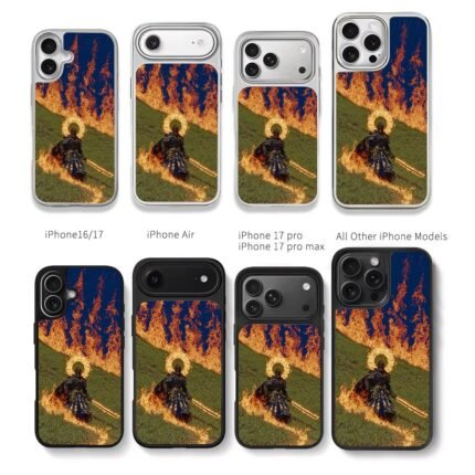 Knight fire halo sword grass Chris Brown Phone Case Black Electroplated Silver For Iphone 11 To 17