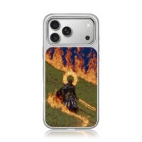 Knight fire halo sword grass iPhone 17 Pro Max Electroplated Silver Case1