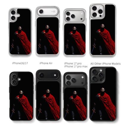Knight red cape sword dark backdrop Chris Brown Phone Case Black Electroplated Silver For Iphone 11 To 17